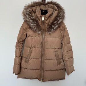 🎁 Nicole Benisti down filled parka puffer coat jacket in Burberry beige L M